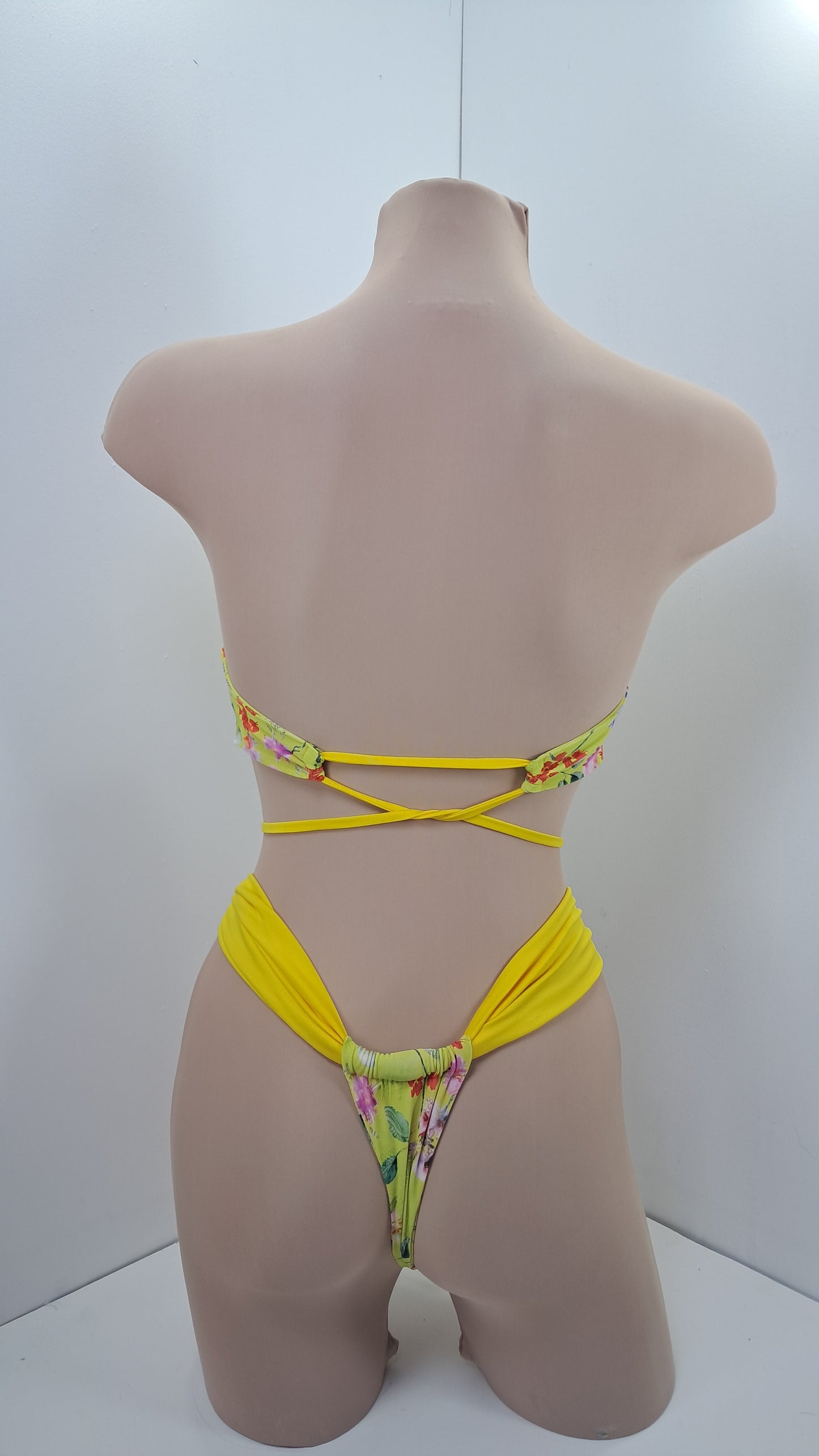 Bikini Strapless Floral Amarillo