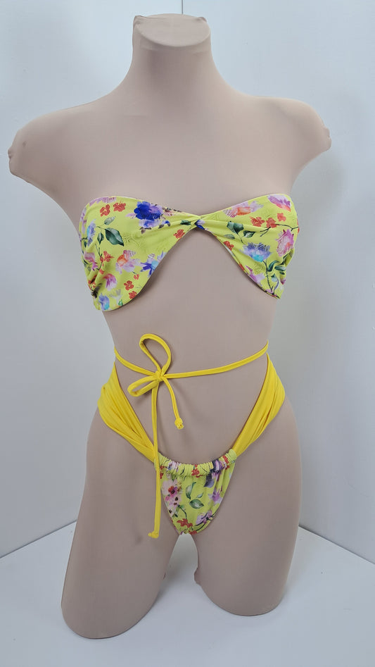 Bikini Strapless Floral Amarillo