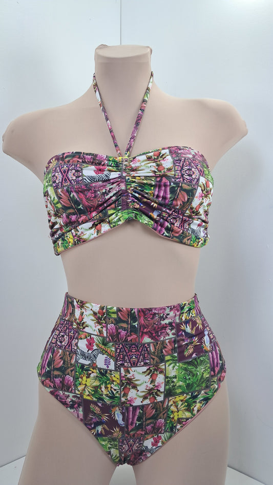 Bikini Bandeau Tropical Patchwork